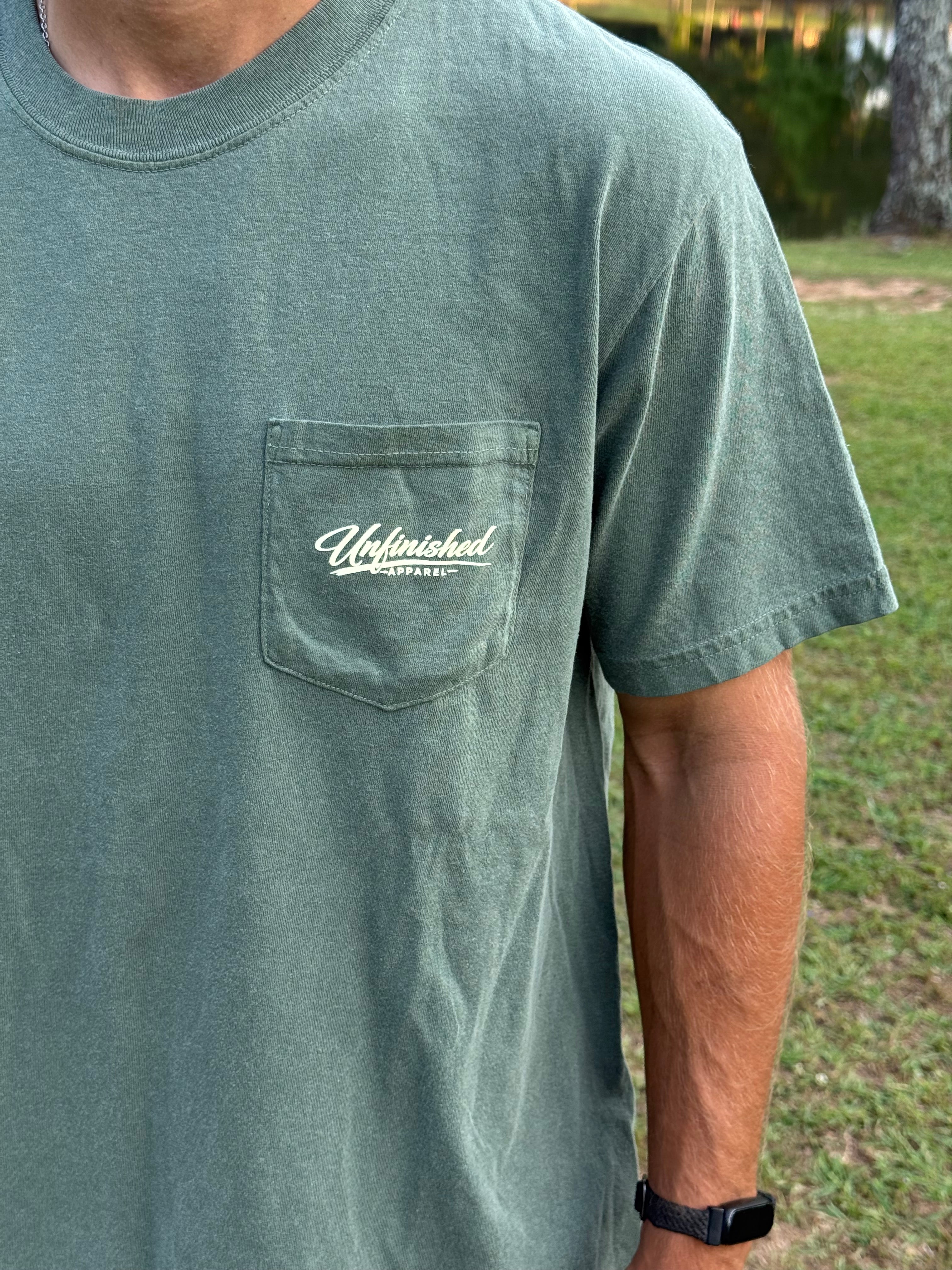 Moss Comfort Color Jesus Saves Pocket Tee